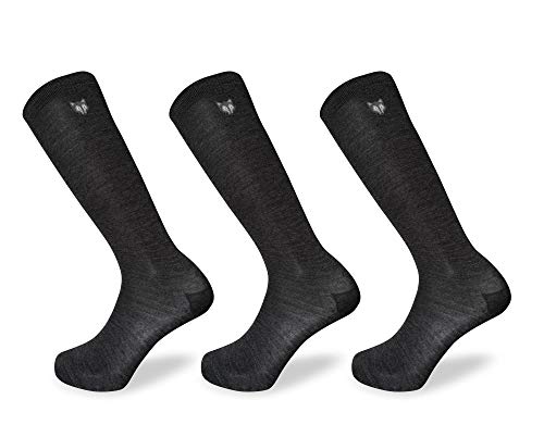 TEAM MAGNUS Tundra wolf Kniestrümpfe 80% Wolle 3 Paar - bequeme, feinstrick Wollsocken für Kinder (Grau, Größe 29-32) von TEAM MAGNUS