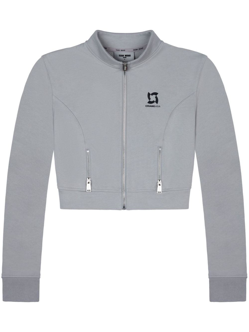 TEAM WANG design Cropped-Sportjacke mit Logo - Grau von TEAM WANG design