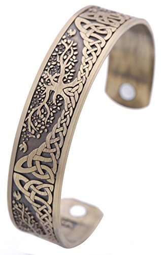 TEAMER Baum des Lebens Yggdrasil Armband Celtic Knot Armband Magnetic Therapy Cuff Bangle Geschenk Schmuck für Männer von TEAMER