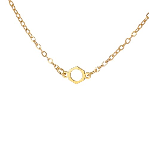 TEAMER Benzolmolekül Halskette Edelstahl Chemie Anhänger Wissenschaft Chemiker Schmuck für STEM Frauen Wissenschaftler Lehrer (Gold) von TEAMER