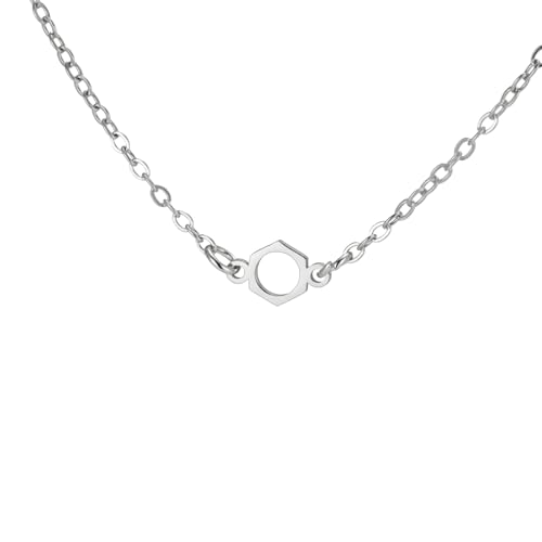 TEAMER Benzolmolekül Halskette Edelstahl Chemie Anhänger Wissenschaft Chemiker Schmuck für STEM Frauen Wissenschaftler Lehrer (Silber) von TEAMER