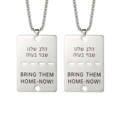 TEAMER Bring Them Home Now Halskette, Edelstahl, jüdischer hebräischer Anhänger, Erkennungsmarke, Schmuck für Männer und Frauen, Unbekannt von TEAMER