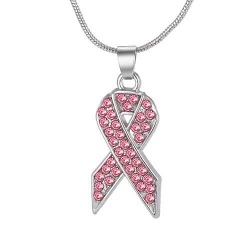 TEAMER Brustkrebs/Eierstockkrebs/Bring sie nach Hause Halskette Kristall rosa/blau/gelbe Schleife Charm Krebs Bewusstsein Schmuck für Frauen (Rosa) von TEAMER