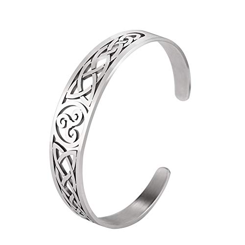 TEAMER Celtic Knot Armband Edelstahl Silber Manschette Armreif Aushöhlen Vintage Symbol Norse Amulett Schmuck für Frauen Männer TEAMER Celtic Knot Armband Edelstahl Silber Manschette Armreif Aushöhlen Vintage Symbol Norse Amulett Schmuck für Frauen Männer von TEAMER