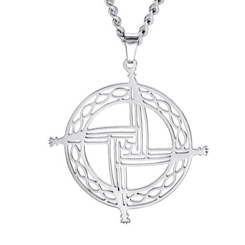 TEAMER Edelstahl Brigid's Cross Halskette Keltischer Kreuz-Anhänger Irisches Christliches Schutz Symbol Religiöses Amulett Schmuck Für Frauen Männer (Halskette - Silber) von TEAMER