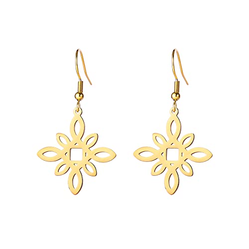 TEAMER Edelstahl Hexe Keltischer Knoten Hexerei Ohrring für Frauen Geometrische Hohle Ohrringe Vintage Wicca Amulett Schmuck (Stil 2 - Gold) von TEAMER