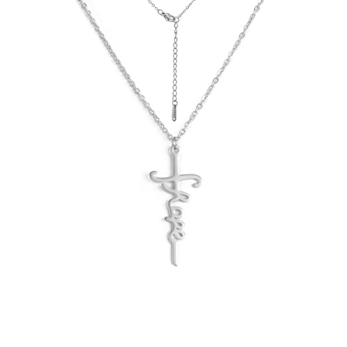 TEAMER Edelstahl-Kreuz-Halskette, christlicher Kreuz-Anhänger, Jesus-Halsband, religiöser Charme, Schmuck für Frauen (Hope(Hoffnung) - Silber) von TEAMER