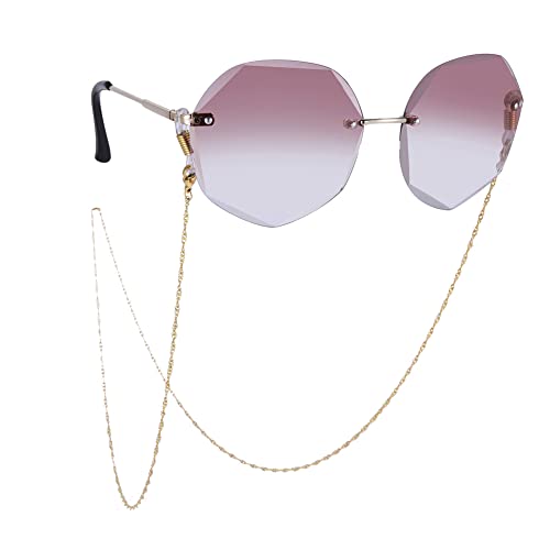 TEAMER Edelstahl Perlen Brillenkette Sonnenbrille Box Ketten Brillenband Brillenband für Frauen, Wasserwelle, Gold, Einheitsgröße von TEAMER