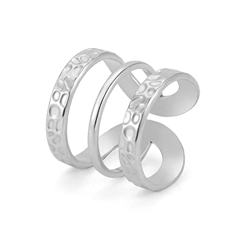 TEAMER Einstellbare Geometrische Offene Finger Ringe Buchstabe H Form Ring Edelstahl Punk Party Schmuck für Frauen (Stil 1 -Silber) von TEAMER