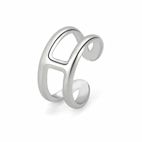 TEAMER Einstellbare Geometrische Offene Finger Ringe Buchstabe H Form Ring Edelstahl Punk Party Schmuck für Frauen (Stil 2 -Silber) von TEAMER