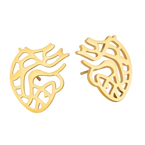 TEAMER Einzigartiger Anatomischer Herz Ohrring Anatomie-Anhänger Anatomischer Medizin und Biologie Schmuck aus Edelstahl für Frauen und Männer (Gold) von TEAMER