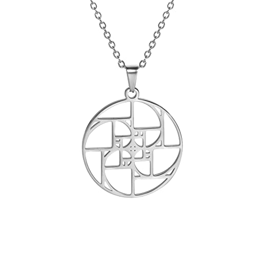 TEAMER Fibonacci Goldene Spirale Halskette Edelstahl Goldener Schnitt Anhänger Tragbare Mathematik Irrationaler Charme Anhänger Geometrischer Schmuck Für Frauen (Stil 3 -Silber) von TEAMER