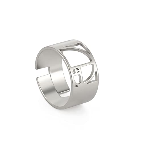 TEAMER Fibonacci Goldene Spirale Ring Dreieck Spirale Goldener Schnitt Ohrring Tragbare Mathematik Irrationaler Geometrischer Schmuck Für Frauen (Verstellbarer Fibonacci-Ring - Silber) von TEAMER