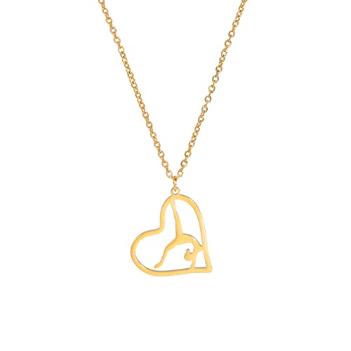 TEAMER Gymnastik Anhänger Trendy Gymnastik Halskette Sport Ballerina Schmuck für Frauen Mädchen für Geburtstag Weihnachten (Stil 2-Gold) von TEAMER