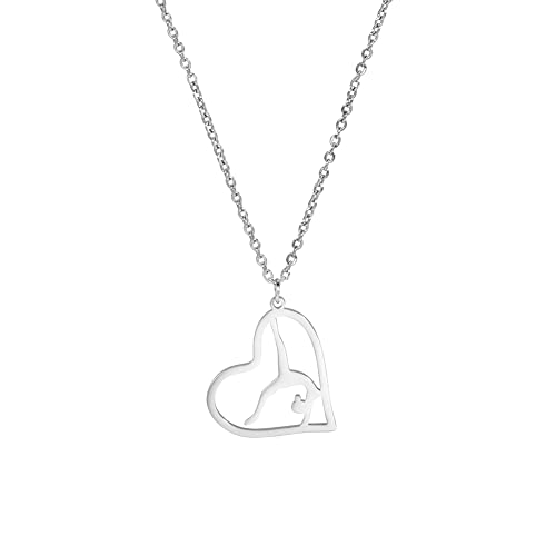 TEAMER Gymnastik Anhänger Trendy Gymnastik Halskette Sport Ballerina Schmuck für Frauen Mädchen für Geburtstag Weihnachten (Stil 2-Silber) von TEAMER