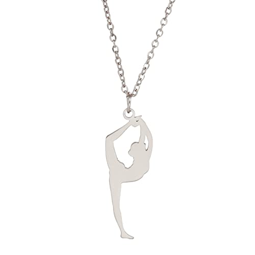 TEAMER Gymnastik Anhänger Trendy Gymnastik Halskette Sport Ballerina Schmuck für Frauen Mädchen für Geburtstag Weihnachten (Stil 3-Silber) von TEAMER