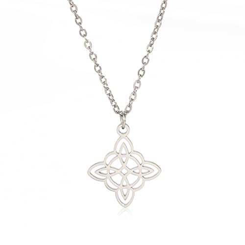 TEAMER Halskette aus Edelstahl mit keltischem Knoten, Hexerei, für Frauen, geometrischer Anhänger, Vintage-Schmuck (Stil 4-Silber) von TEAMER