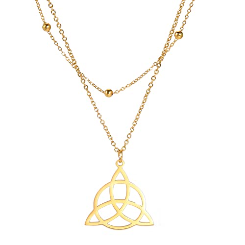 TEAMER Halskette aus Edelstahl mit keltischem Knoten, Hexerei, für Frauen, geometrischer Anhänger, Vintage-Schmuck (Stil 5-Gold) von TEAMER