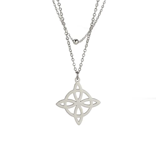 TEAMER Halskette aus Edelstahl mit keltischem Knoten, Hexerei, für Frauen, geometrischer Anhänger, Vintage-Schmuck (Stil 8 - Silber) von TEAMER