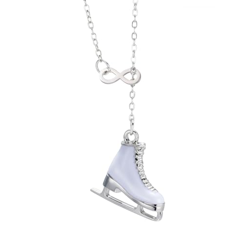 TEAMER Halskette mit 3D-Kristallen, Eislauf-Halskette, Unendlichkeitssymbol, inspirierender Schmuck für Damen, 20*18mm, Edelstahl, Kein Edelstein von TEAMER