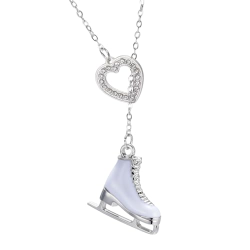 TEAMER Halskette mit 3D-Kristallen, Schlittschuh-Halskette, Eiskunstlauf-Herz-Anhänger, inspirierender Schmuck für Damen, 20*18mm, Edelstahl, Kein Edelstein TEAMER Halskette mit 3D-Kristallen, Schlittschuh-Halskette, Eiskunstlauf-Herz-Anhänger, inspirierender Schmuck für Damen, 20*18mm, Edelstahl, Kein Edelstein von TEAMER