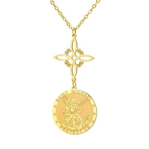 TEAMER Halskette mit Hexenknoten-Anhänger, Heiliger Michael, der große Beschützer, Erzengel, Amulett, Doppel-Amulett, Schutzschmuck, adjustable, Edelstahl, Kein Edelstein TEAMER Halskette mit Hexenknoten-Anhänger, Heiliger Michael, der große Beschützer, Erzengel, Amulett, Doppel-Amulett, Schutzschmuck, adjustable, Edelstahl, Kein Edelstein von TEAMER