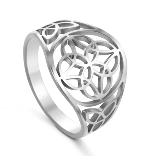 TEAMER Hexenknoten Ring Amulett Schmuck für Frauen Mädchen (10, Stil 1-Silber) von TEAMER