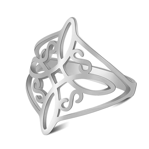 TEAMER Hexenknoten Ring Amulett Schmuck für Frauen Mädchen (10, Stil 2-Silber) von TEAMER