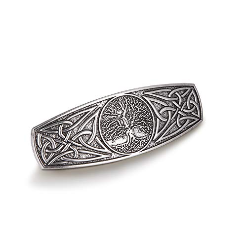 TEAMER Mode Vintage Celtic Knot Haarspange Metall Haarspangen Haarschmuck Muster Gravierte Kopfbedeckung Styling Geschenke für Frauen Mädchen (Baum des Lebens, Antik Silber) von TEAMER