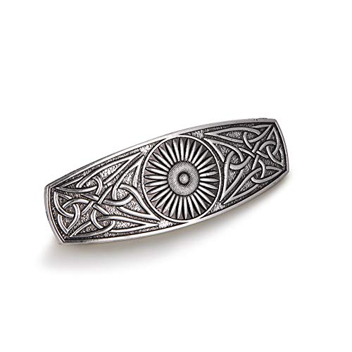 TEAMER Mode Vintage Celtic Knot Haarspange Metall Haarspangen Haarschmuck Muster Gravierte Kopfbedeckung Styling Geschenke für Frauen Mädchen (Gerbera, Antik Silber) von TEAMER