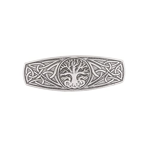 TEAMER Mode Vintage Keltischer Knoten Haarspange Metall Haarspangen Haarschmuck Muster Graviert Kopfbedeckung Styling Geschenke für Frauen (World Tree 1 - Antik Silber) von TEAMER