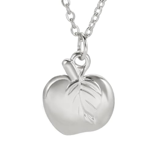 TEAMER Niedliche Apfel-Halskette Lehrer-Halskette Edelstahl Zierlicher Apfel-Anhänger Apfel-Frucht-Schmuck Für Lehrer Frauen Männer (Boho-Apfel-Halskette - Silber) von TEAMER