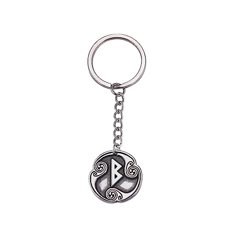 TEAMER Norse Vikings Edelstahl 24 Runen Schlüsselanhänger Amulett Schlüsselanhänger Glück und Segen Symbol Schmuck für Frauen Männer (Stil 18) von TEAMER