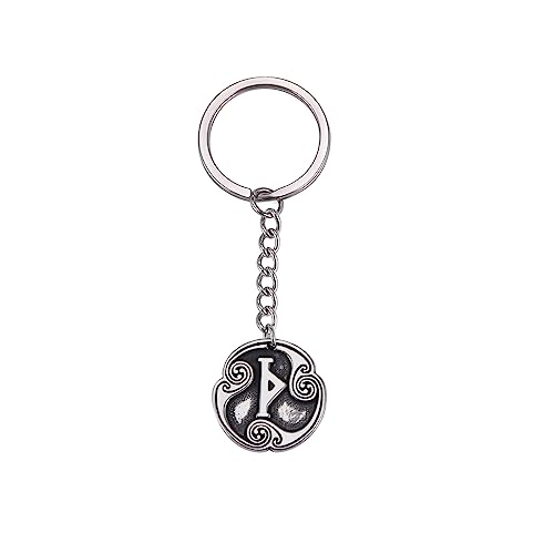 TEAMER Norse Vikings Edelstahl 24 Runen Schlüsselanhänger Amulett Schlüsselanhänger Glück und Segen Symbol Schmuck für Frauen Männer (Stil 3) von TEAMER