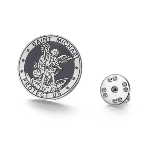 TEAMER Saint Michael Brosche Edelstahl St. Michael Brosche Pins Der große Beschützer Erzengel Amulett Religiöser Schmuck für Frauen, 25*25mm, Edelstahl, Kein Edelstein von TEAMER