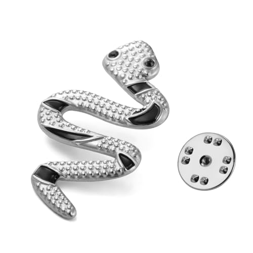 TEAMER Schlangen-Brosche aus Edelstahl, Schlangen-Brosche, Vintage-Tiermantel, Accessoire, modisch, Persönlichkeit, Gothic-Schmuck für Damen und Herren, 40.3*22.6mm, Edelstahl, Kein Edelstein TEAMER Schlangen-Brosche aus Edelstahl, Schlangen-Brosche, Vintage-Tiermantel, Accessoire, modisch, Persönlichkeit, Gothic-Schmuck für Damen und Herren, 40.3*22.6mm, Edelstahl, Kein Edelstein von TEAMER