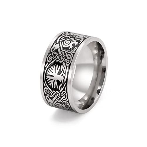 TEAMER Vintage Baum des Lebens Ring Amulett Viking Celtics Knoten Herren Ringe Edelstahl Schmuck, 10, Edelstahl Metall, Unbekannt von TEAMER