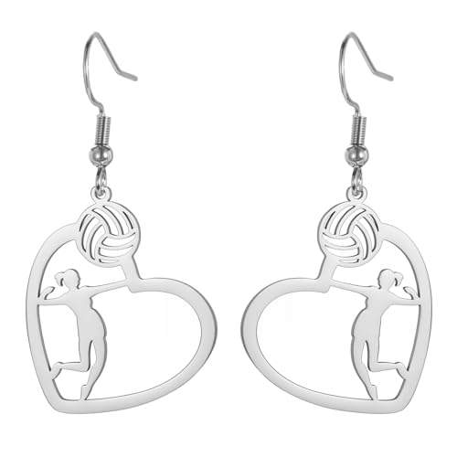TEAMER Volleyball Spieler Ohrring - Silber - Dangle - Ohrring - 1 Count - Poliert - Sport von TEAMER