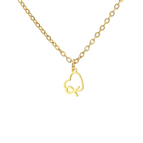 TEAMER Zierliche Brustkrebs-Halskette in Herzform Anhänger mit rosa Schleife Brustkrebs-Schleife Bewusstseinsschmuck für Überlebende für Frauen (Gold) von TEAMER