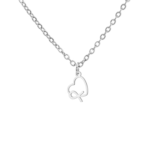 TEAMER Zierliche Brustkrebs-Halskette in Herzform Anhänger mit rosa Schleife Brustkrebs-Schleife Bewusstseinsschmuck für Überlebende für Frauen (Silber) von TEAMER