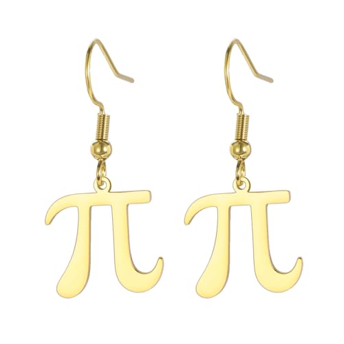 TEAMER Zierliche PI Symbol Ohrringe Leichter PI Mathe Symbol Anhänger aus Edelstahl Mathematik Physik Wissenschaft STEM-Schmuck für Frauen und Männer (Gold) von TEAMER