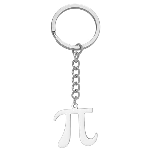 TEAMER Zierlicher PI Symbol Schlüsselanhänger Leichtes PI Mathematik Symbol Anhänger Mathematik Physik Wissenschafts MINT Schmuckstück aus Edelstahl für Frauen und Männer (Silber) von TEAMER