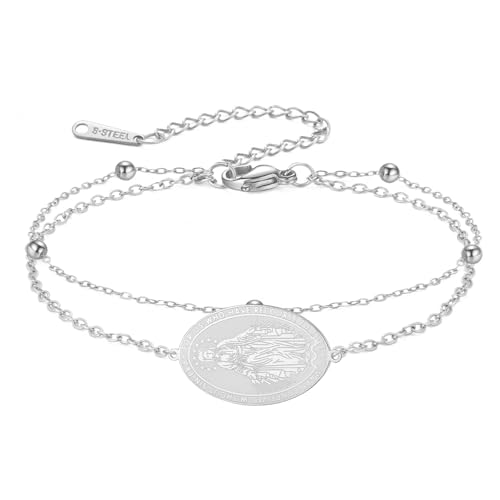 TEAMER Zierliches Rosenkranz-Armband, Jungfrau Maria, doppellagig, Perlenkette, Armband, religiöser Glaube, Schutz, Schmuck für Damen und Herren, One Size, Edelstahl, Kein Edelstein TEAMER Zierliches Rosenkranz-Armband, Jungfrau Maria, doppellagig, Perlenkette, Armband, religiöser Glaube, Schutz, Schmuck für Damen und Herren, One Size, Edelstahl, Kein Edelstein von TEAMER