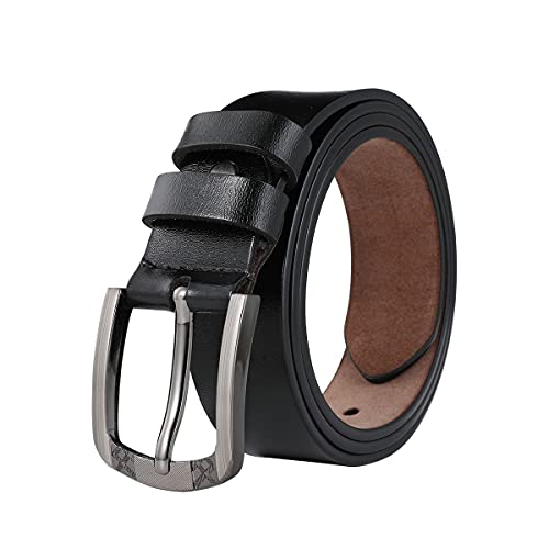 TEAMMAO Gürtel Damen Taillengürtel Damen Ledergürtel 110-180CM Normal und Große Größe Lederbelt 3.5CM Breite Damengürtel Schwarz Arbeitsgürtel Jeansgürtel.(140CM,Schwarz) von TEAMMAO