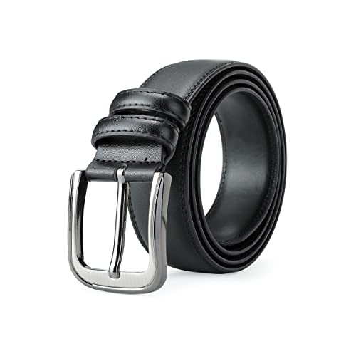 TEAMMAO Gürtel Herren,110CM-200CM Taillegürtel Schwarz Große Taille Ledergürtel 3,8CM Breit Jeans Leder Gürtel Casual Business Belt.(180CM, Schwarz) von TEAMMAO