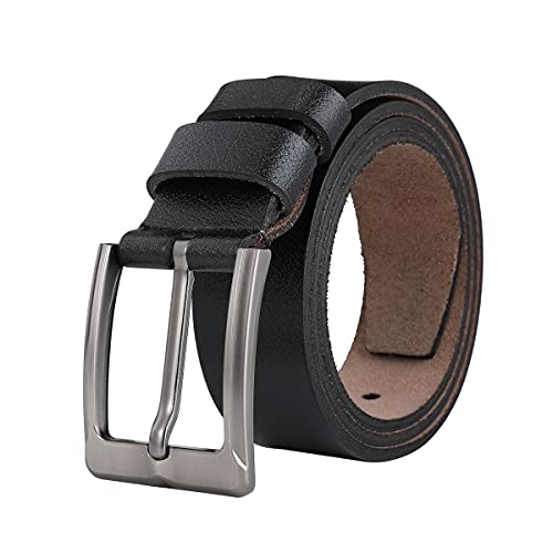 TEAMMAO Ledergürtel Herren Gürtel Leder Taillegürtel Normal Groß Größe 110CM-180CM Retro Schwarz Büffelleder Jeansgürtel 3,8CM Breit Männer Arbeitshosengürte.(Schwarz, 110CM) von TEAMMAO