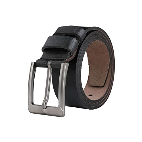 TEAMMAO Ledergürtel Herren Schwarz Gürtel 110CM-180CM Groß Größe Retro Casual Herrengürtel Jeansgürtel Arbeitsgürtel 3,8CM mit Geschenkbox.(Schwarz,Bundeweite 160-165cm = Gesamtlänge 180cm) von TEAMMAO
