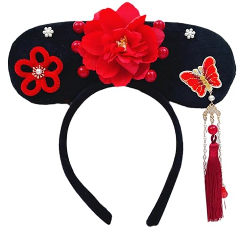 Chinesische Qitou-Stirnbänder, Bühnenprinzessin-Kopfbedeckung, Haarbänder, Konkubinen, Kopfschmuck, Haarreif, auffälliger Blumenkopfschmuck, Prinzessinnen-Haarbänder für Mädchen von TEBI