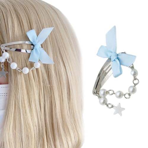 Einzigartiges Ketten Haarspangen Accessoire Stilvolle Perlenkette Haarspange Auffälliger Stern Schleifen Haarnadel Haarschmuck Modischer Kopfschmuck Mit Perlen von TEBI