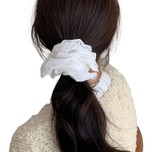 Spitzen-Haargummis für Damen, groß, elastisch, auffällig, französische Haargummis, Pferdeschwanz-Halter, Haarhalter von TEBI